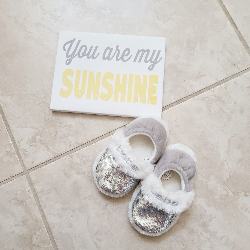 Girls Bebe sparkle slippers